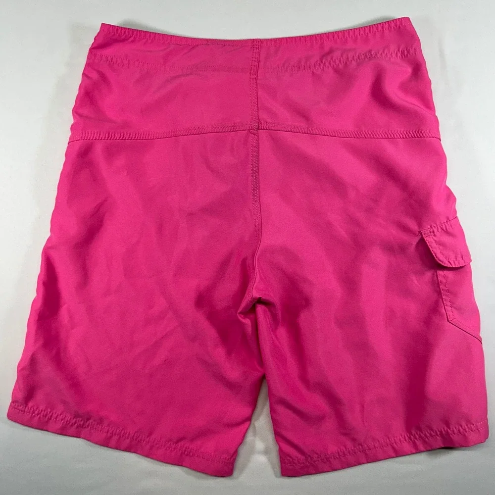 Hurley Men Board Shorts Pink Cargo Pocket Swim Trunks Drawstring Waist